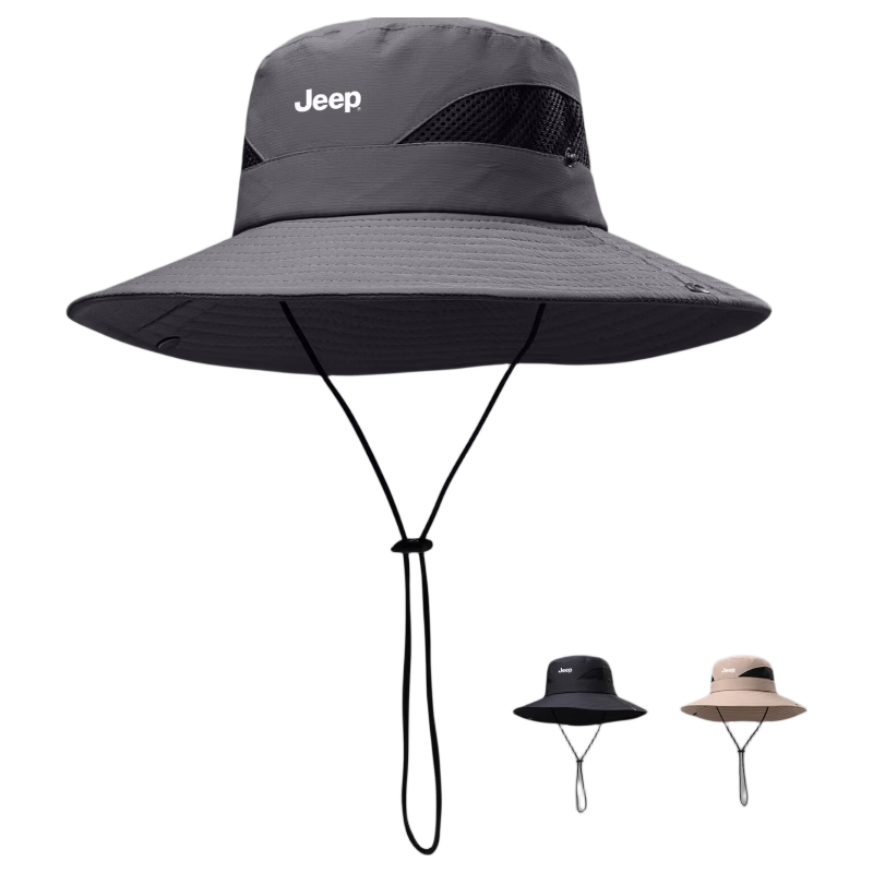 JEEP Men's Summer Sun Protection UV Shield Outdoor Hiking Fishing Sun Hat Fisherman Cap