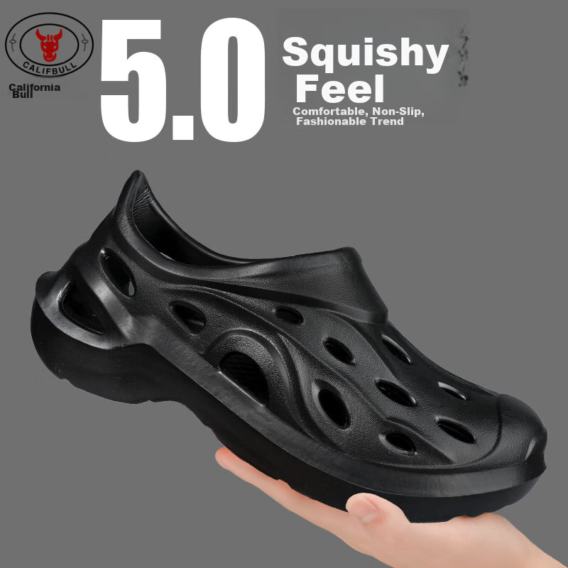 Cal Bull Men's Premium Spring Summer Outdoor Breathable Sandal Beach Sports Closed-Toe Clogs Black Size 38-39