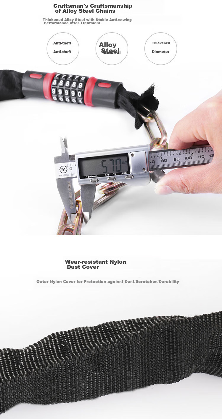 HOTUN Bicycle Lock, Mountain Bike Lock, Electric Bike Lock, Motorcycle Lock, Electric Scooter Lock, Combination Chain Lock, 0.6 Meters 3