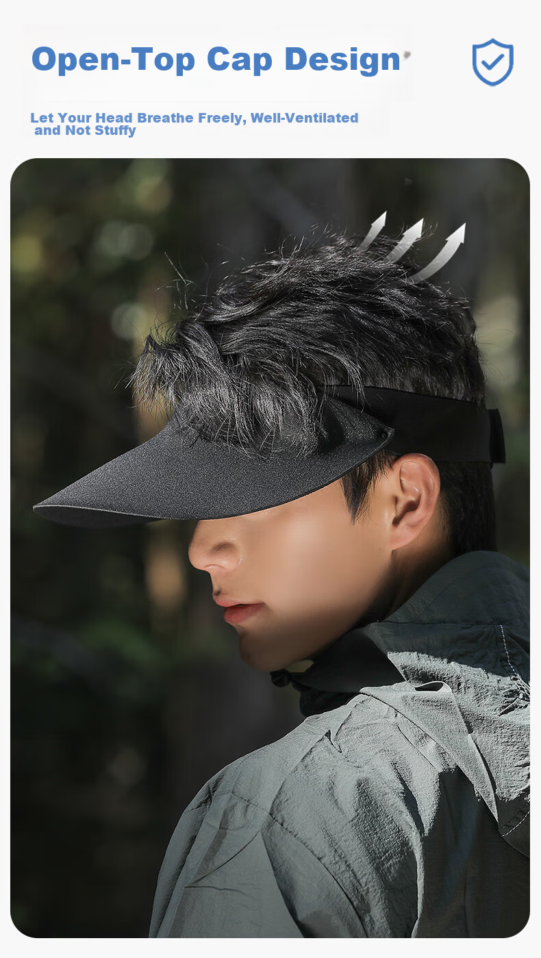 Romon Men's Sports Sun Protection Cap Open-Top UV Protection Face-Shielding Outdoor Commuting Sun Hat 6