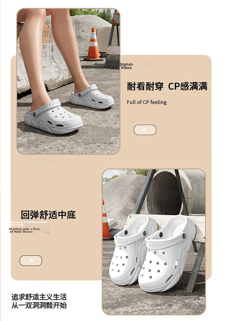 Warrior Women's Summer Hollow Sandals Outdoor Beach Shoes Dual-Wear Slippers SDJ-0338 White Size 39 9