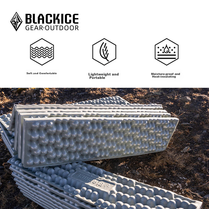 BLACKICE Outdoor Camping GEO Single-Person Beehive Moisture-Proof Mat, Aluminum Foil Version, Lightweight Foldable Pad, Z6106 Black, One Size Fits All