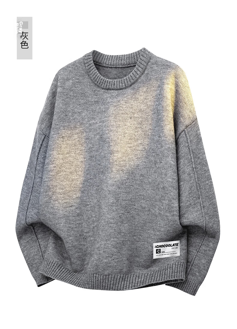 :CHOCOOLATE Men's Autumn New Knit Sweater Jacket Loose Pullover Long Sleeve Coat Navy Blue L 15