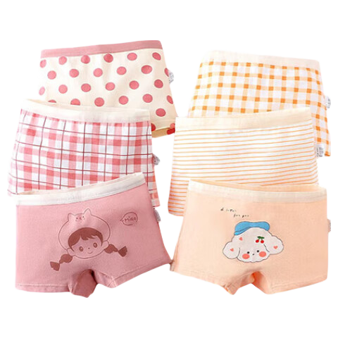Bingxuemumian Girls' Underwear, Class A Quality Cotton, Antibacterial Crotch, Boxer Briefs, Sweat-Absorbing And Breathable, for Older Children, Square-Cut Shorts