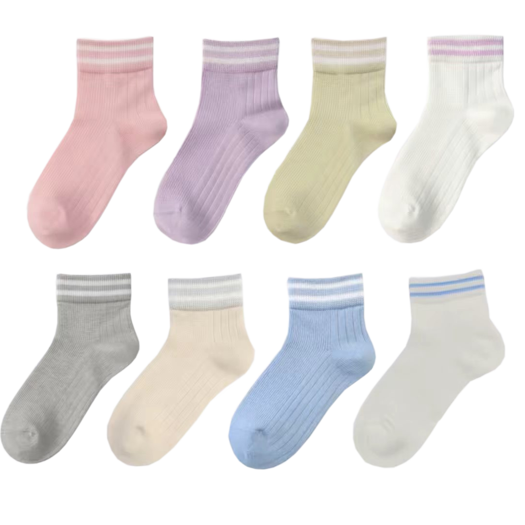 Cotton Weapon Kids Socks Student Boys Girls Pure Cotton Odor-Resistant Sweat-Absorbing Mid-Calf Socks White