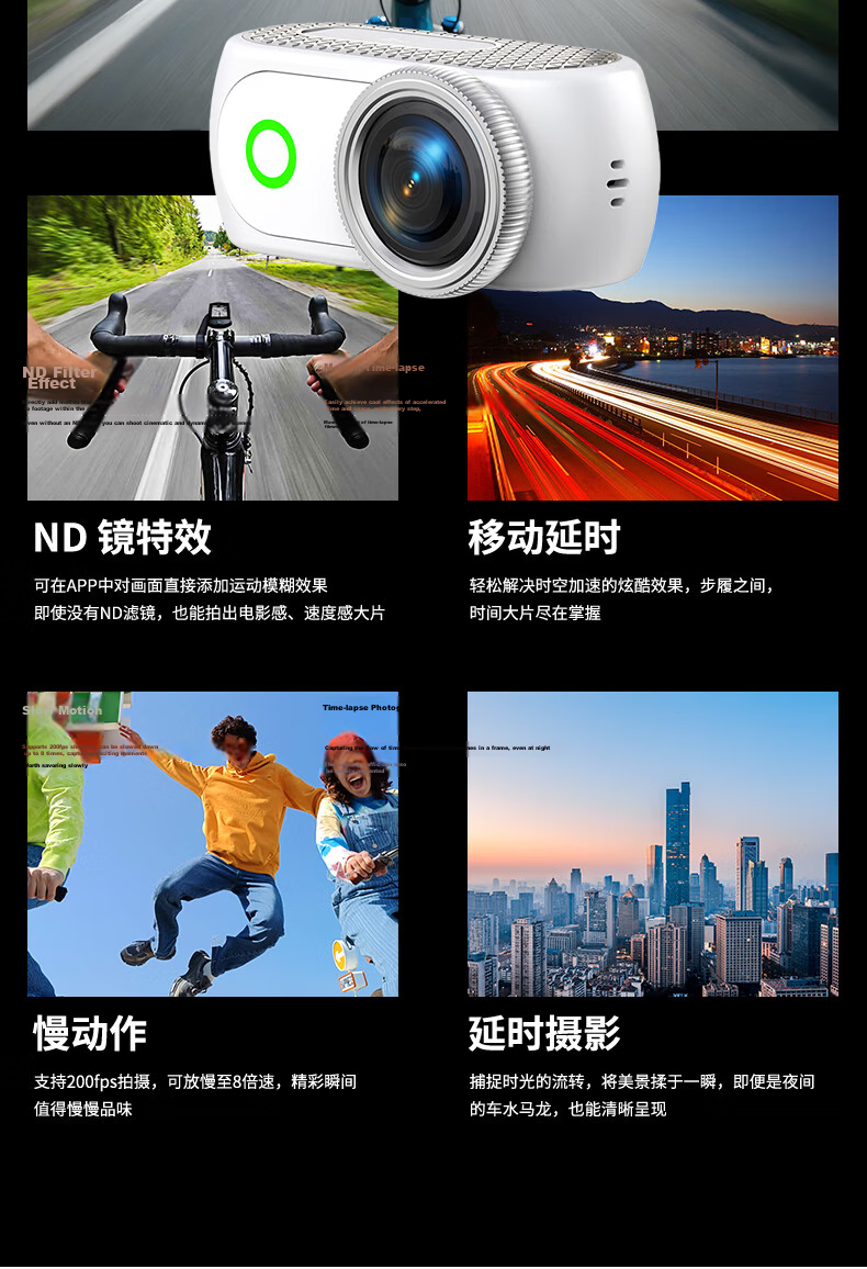 FETANA Thumb Sports Camera 4K HD Stabilized Pocket Camera Vlog Travel Cycling Motorcycle Dash Cam Helmet Chest Magnetic Wearable First-Person Camera 10