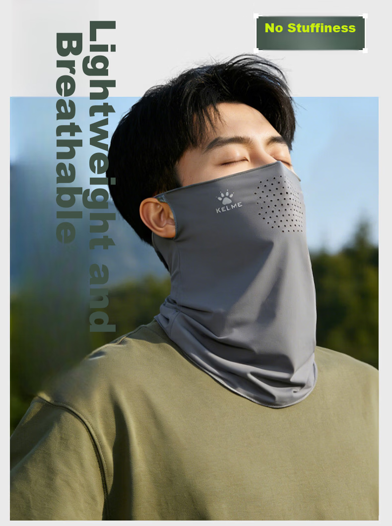 KELME 2-Piece Set Sunshade Cap with Face Cover Men’s Summer UV Protection Outdoor Sports Running Hat 15