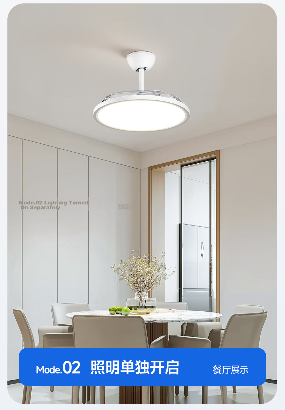 Delpre Eye Protection Fan Light Integrated Ceiling Fan Lamp Dining Bedroom Invisible Fan Chandelier Zhongshan Lighting with Installation Package 23