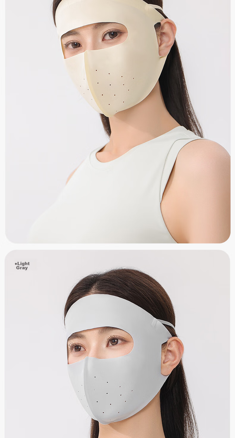 Romon Ice Silk Sun Protection Face Mask Women's Full Face UV Protection Breathable Ear-Hook Cycling Mask Men's Sun Protection Veil 15