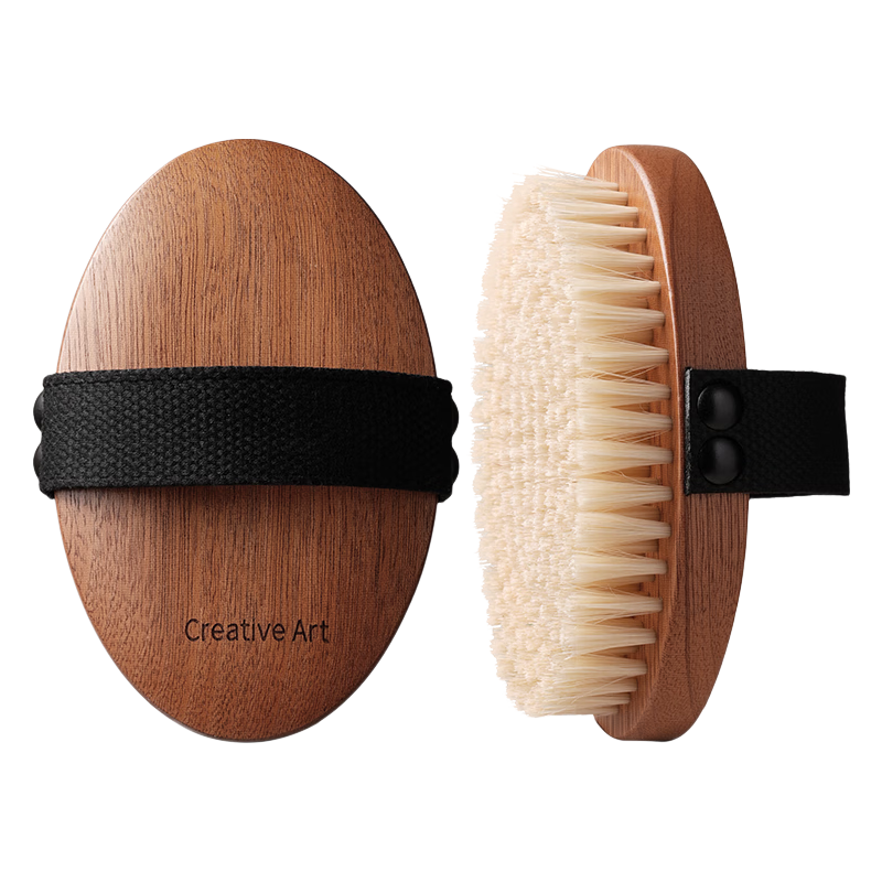 Creative Art Beech Wood Boar Bristle Dry Bath Brush Soft Hair Body Scrub Brush Skin Exfoliating Brush