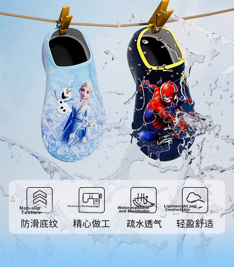 Disney Kids Beach Shoes Baby Non-Slip Snorkeling Socks Boys Girls Swimming Water Shoes D95905 Spiderman Navy M 2