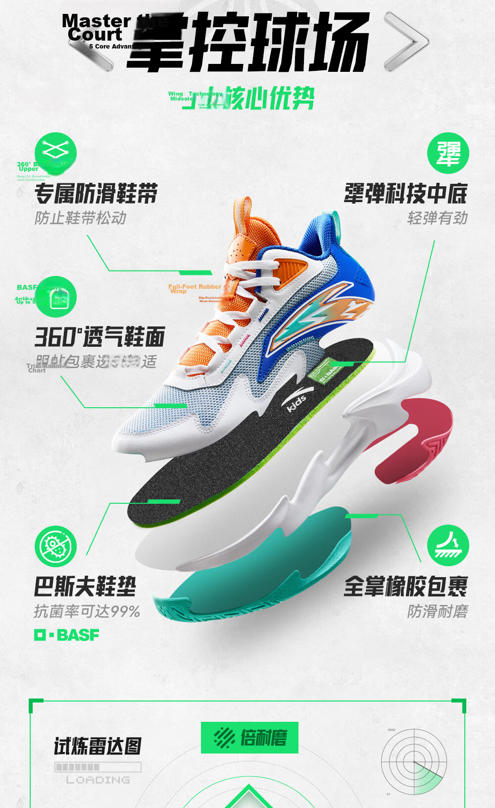 Anta Kids Boys Sports Shoes 2026 Summer Breathable Mesh Trial Basketball Shoes A12621111 11