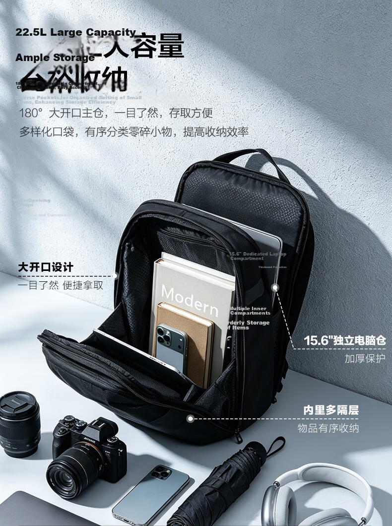 Samsonite KS6 15.6-inch Laptop Backpack Men's Business Travel Commuter Large Capacity Black 5