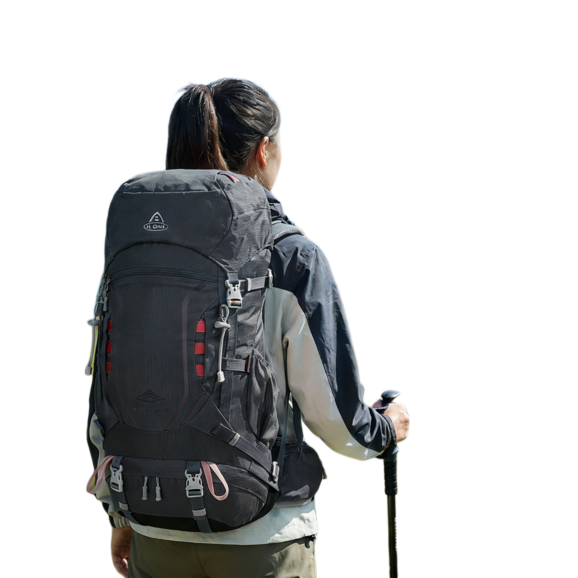 AiWang Women's Oxford Cloth Hiking Backpack Men's Outdoor Suspension Carry Large Capacity Travel 35+5L Advanced Gray