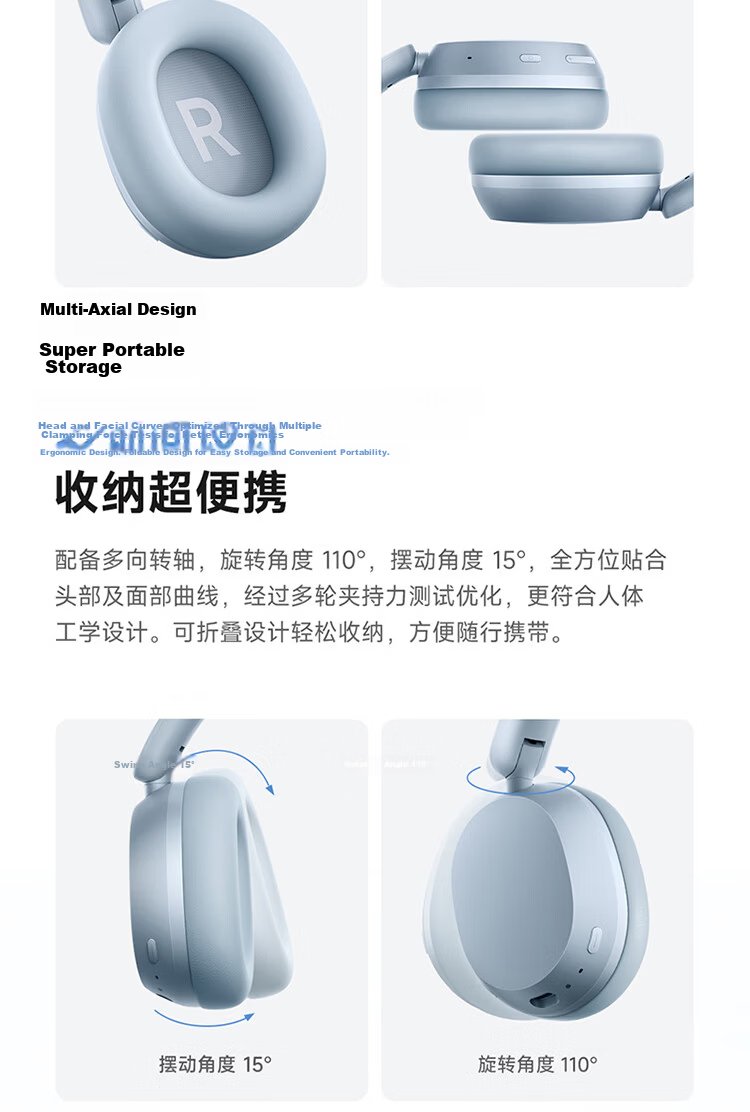 MI REDMI Over-Ear Bluetooth Headphones with Active Noise Cancellation, Comfortable Fit, Long Battery Life, Compatible with Mi Ecosystem And Apple/Huawei Phones, Jazz Blue 7