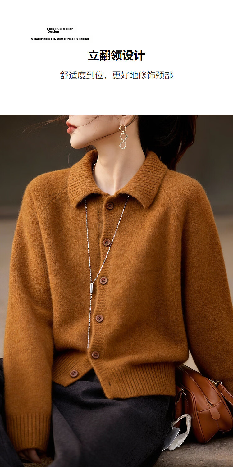 Demana [With Wool] Winter Vintage Hong Kong Style Turn-Down Collar Soft Stretch Knit Loose Slim Sweater for Women Premium Feel 6