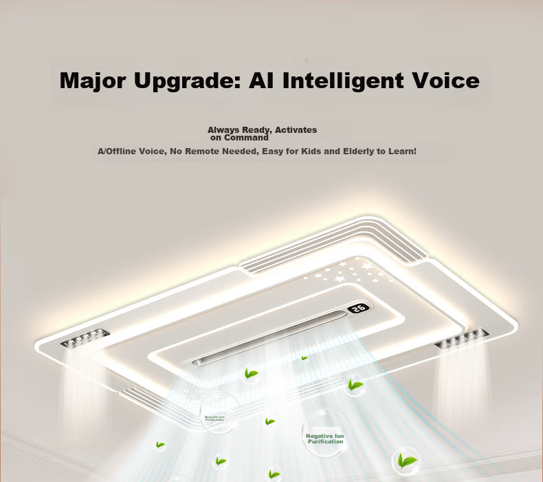 Great Wall LED Bladeless Fan Light Minimalist Ceiling Lamp Integrated Fan for Living Room Bedroom Zhongshan Lighting 2026 Model 17