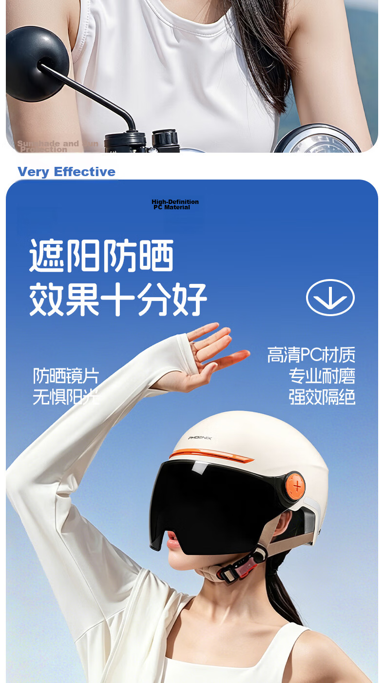 Phoenix New National Standard 3C Certified Electric Vehicle Helmet Four-Season Universal Electric Scooter Motorcycle Safety Helmet Half Helmet Black 9