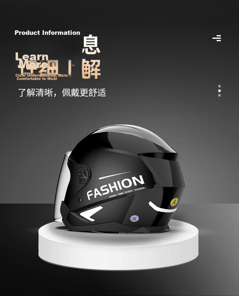 Adandyish Y816 Spring Autumn Winter Warm Half Helmet New National Standard 3C Certified Electric Motorcycle Riding Unisex Four Seasons Universal Y816 Black 12