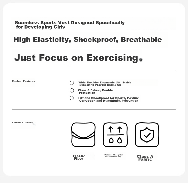 GRACEWELL Adolescent Girls' Sports Bra for Middle and High School Students, Shockproof Vest, Large Kids' Underwear, Light Apricot, Size S 2