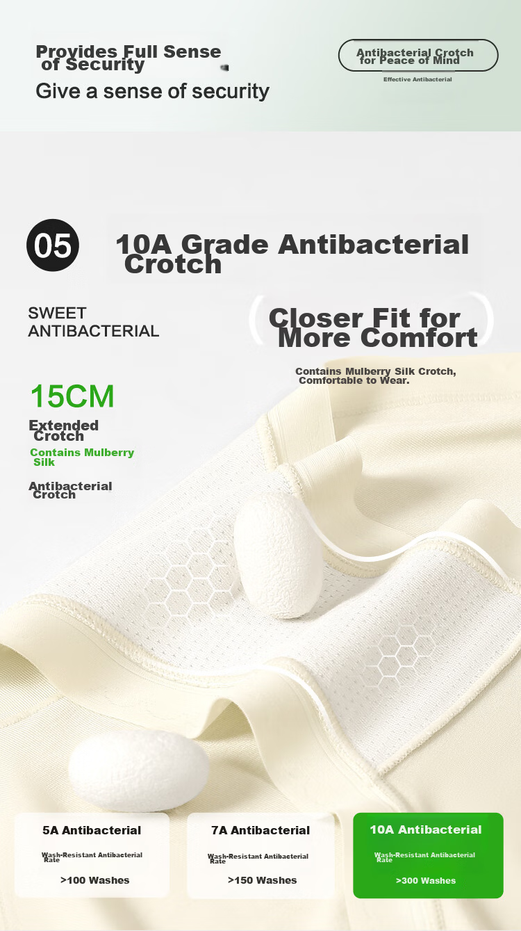 Hongdou 10A Mulberry Silk Antibacterial Gusset 40S Modal Cooling High Elastic Seamless Extended Gusset Women's Briefs 8