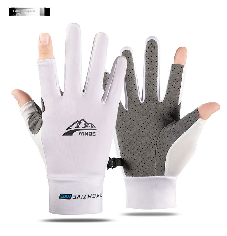 Jian Cai Sunscreen Gloves Women Non-Slip Quick-Dry Breathable Summer Thin Fingerless Ice Silk Fishing Gloves Outdoor Cycling Gloves Men 16