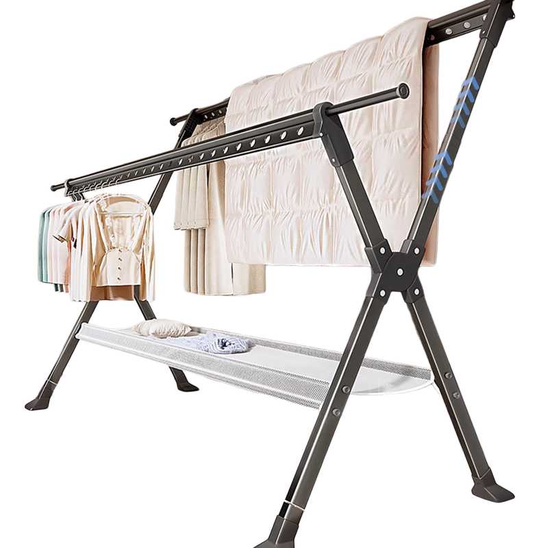 FEIDIAO Folding Adjustable Height Clothes Drying Rack Aluminum Alloy Indoor Outdoor Balcony Clothes Hanger