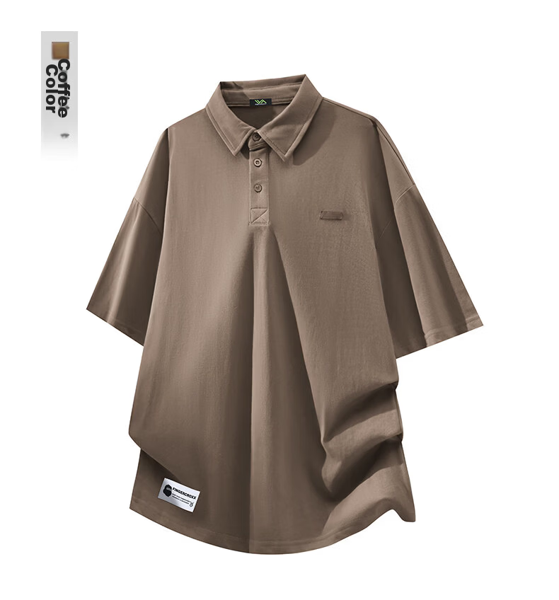 Fingercroxx IT Trendy Casual Polo Shirt Men Summer New Design Short Sleeve T-Shirt Top Gray Green L 14