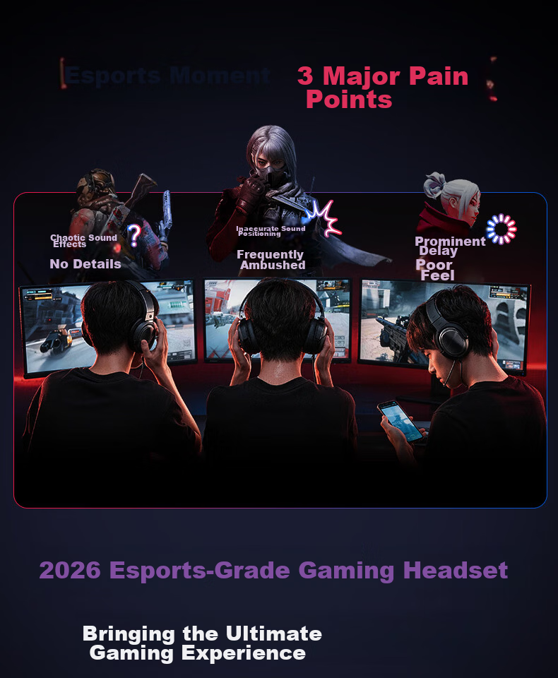 MICROKIA Delta Champion Recommended | Professional Gaming Headset Bluetooth Wireless 2.4G Four-Mode FPS Sound Positioning Headphones for Laptop Desktop 5