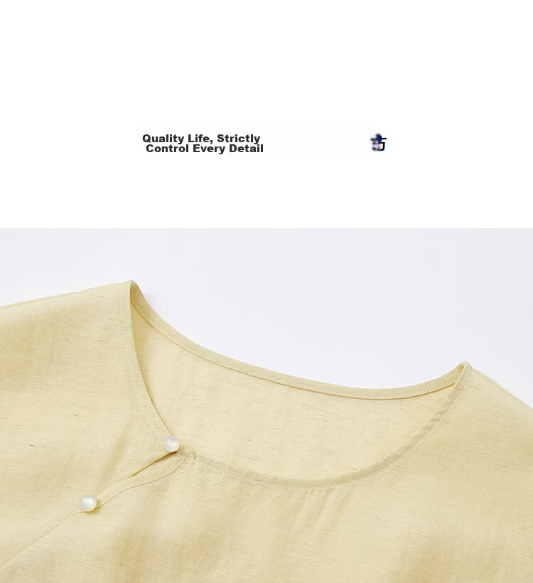 Demana [With Linen] Summer National Style New Chinese Round Neck Asymmetric Double-Layer Spliced A-Line Slimming Shirt for Women Premium Feel 15