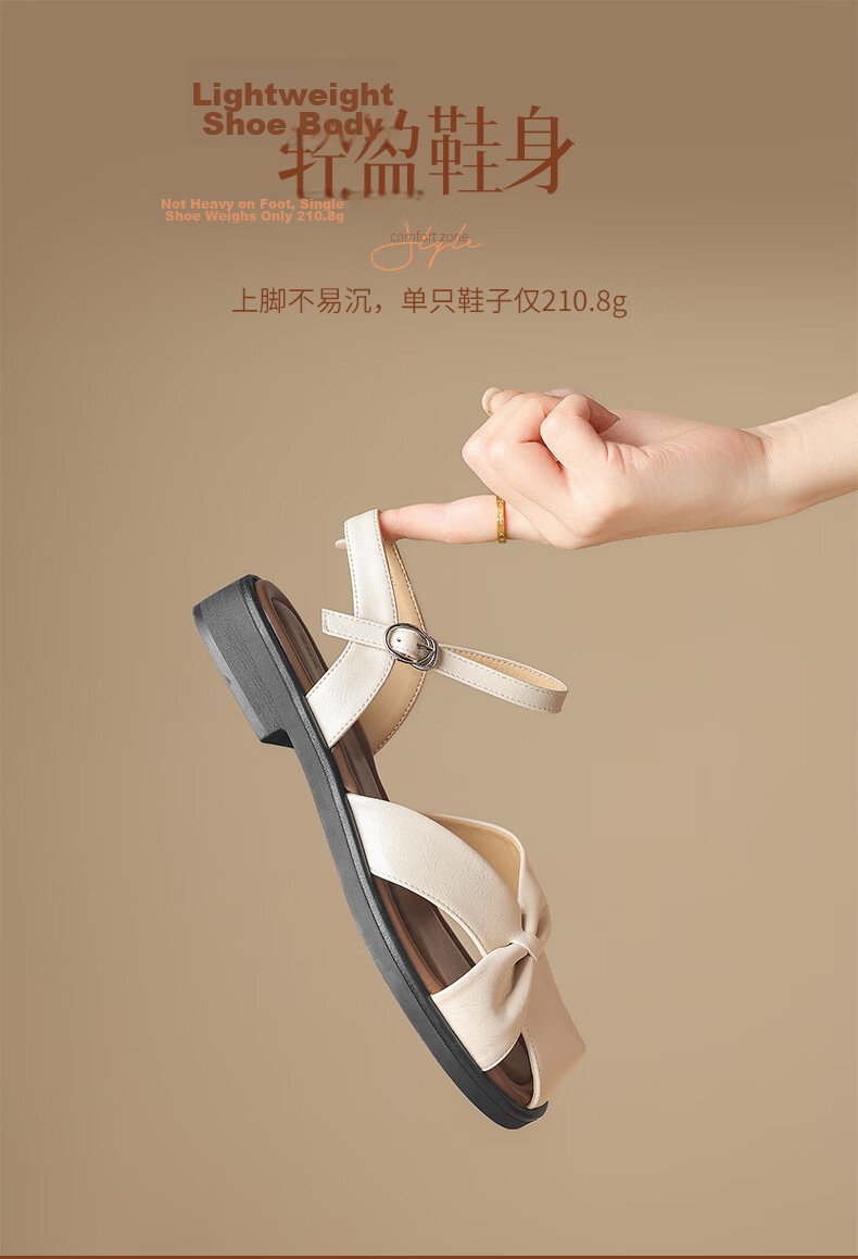 ZHR Flat Sandals Women Vintage Hollow-out Roman Shoes 2026 Summer New Beach Shoes Women KN272 Beige Brown Size 37 5