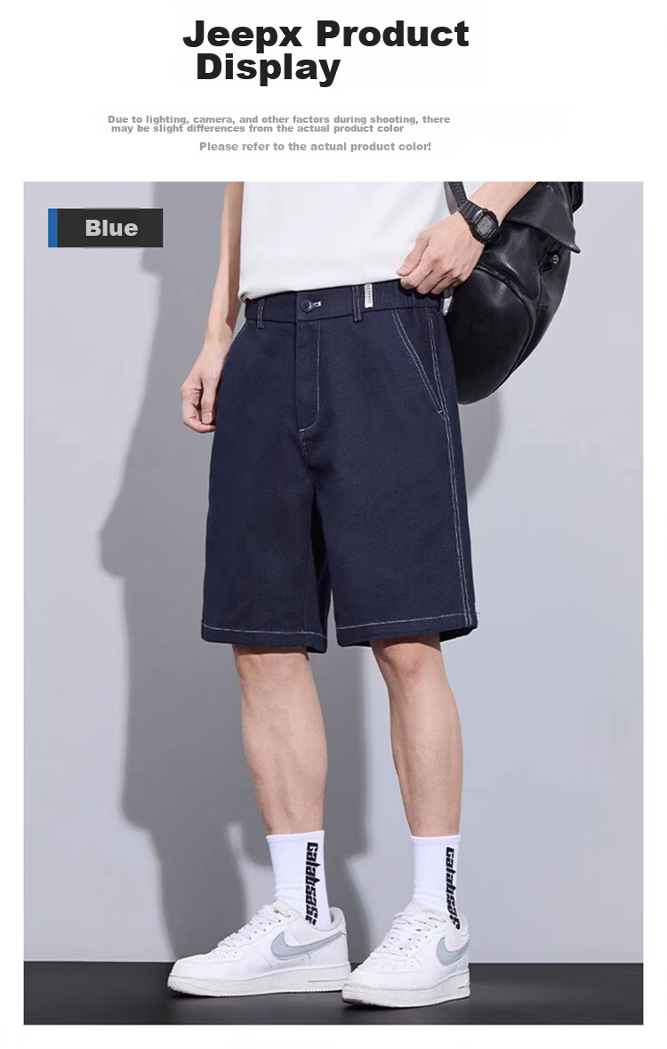 JEEP SPIRIT Men's Blue Denim Shorts Summer Straight Loose American Style Casual Five-Point Pants Size 36 11