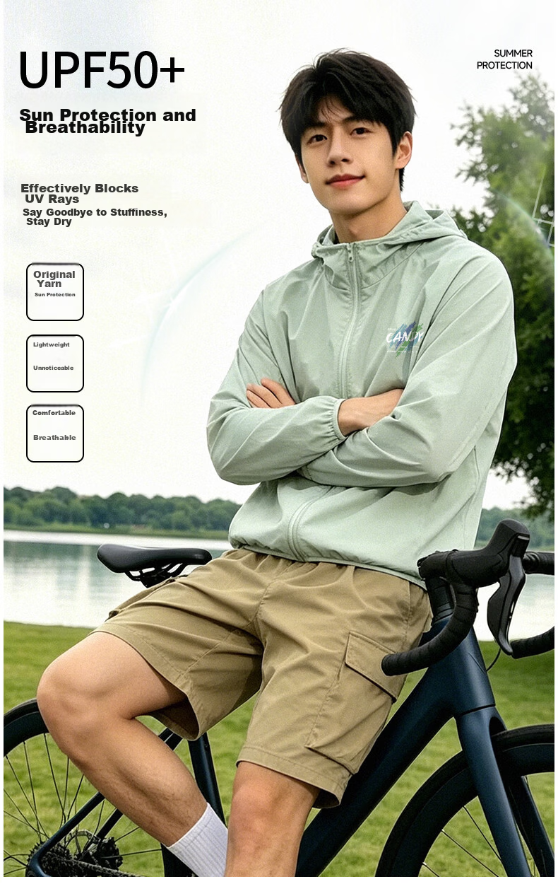 Jeanswest Men's Summer Outdoor UPF50+ Lightweight Loose UV Protection Skin Jacket Sunscreen Coat 4