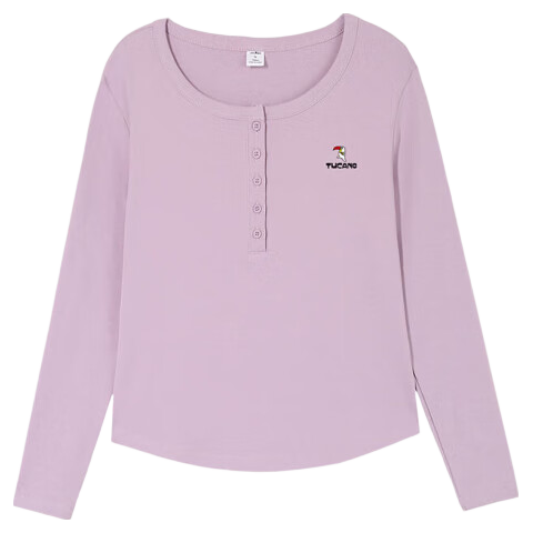 TUCANO Pure Cotton Long-Sleeve T-Shirt for Women, Base Layer, Spring And Autumn, Regular Shoulder Round Neck, Plus Size, Versatile, Slimming, Casual Top, Coffee Color, XL