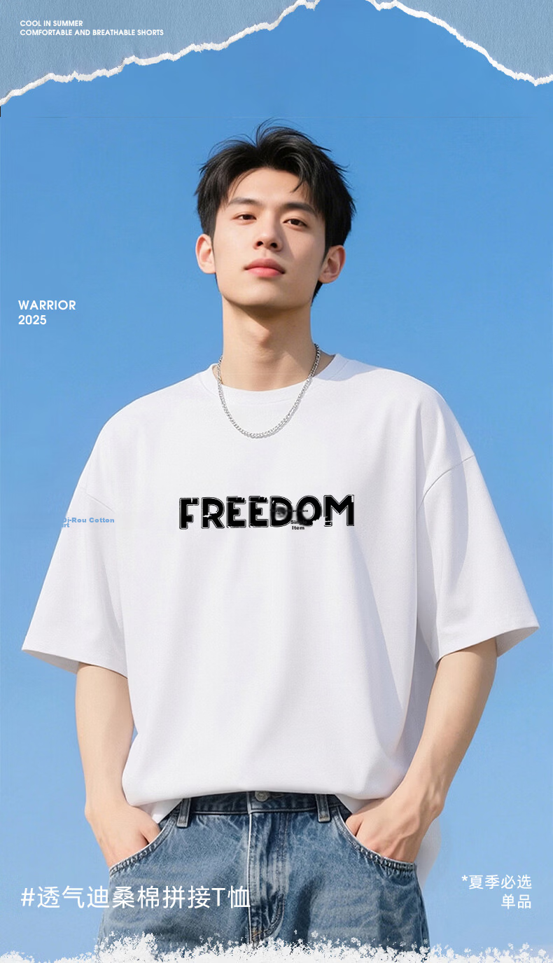 Warrior Men's Summer Short Sleeve T-Shirt Breathable Sweat-Absorbing Crew Neck Basic Printed Top 3