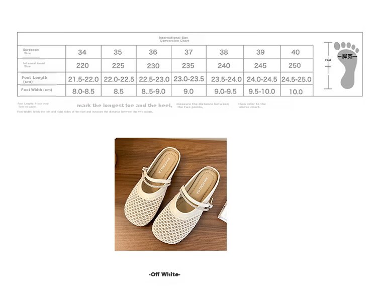 Cartelo Crocodile Women's Summer New Flat Hollow Out Fishnet Breathable Closed Toe Half Slippers Sandals 1788 Off-White Size 38 4