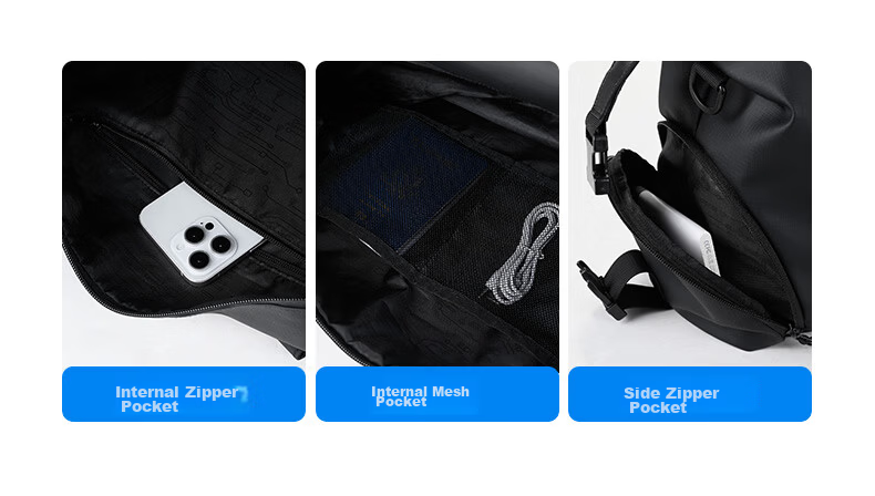Edison Multifunctional Fitness Bag for Men Handheld Crossbody Business Travel Large Capacity Casual Backpack LX260 Black 10