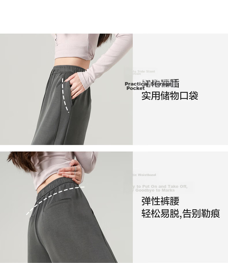 TonLion 2026 Spring Split Women's Casual Pants Dark Gray L 6