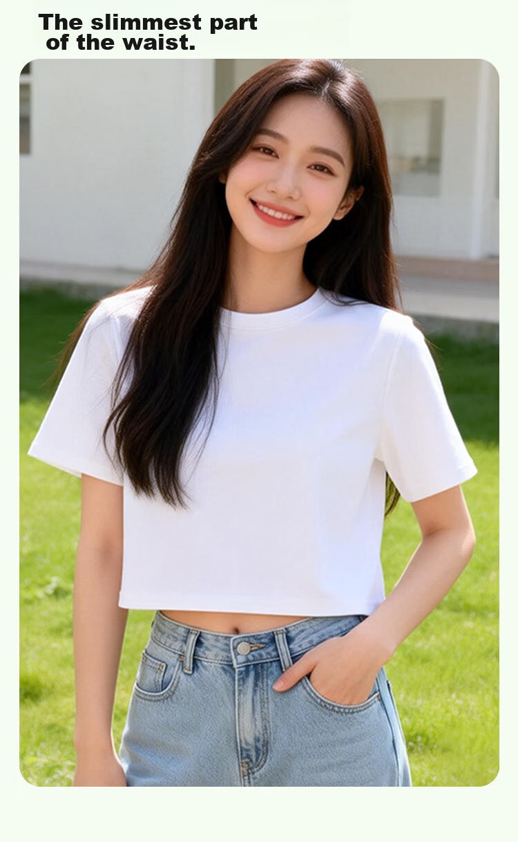 Yiershuang 100% Cotton Short Women's Basic T-Shirt Loose Fit Short Sleeve Top 7