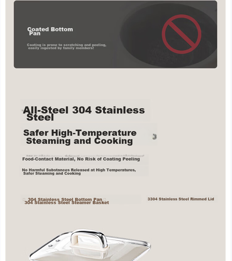 Joyoung 18.5L Large Capacity Electric Steamer, 0 Coating 304 Stainless Steel Electric Hot Pot, 1600W High Power Rapid Steam Multifunctional Electric Cooker DZ180HG-GZ928 5