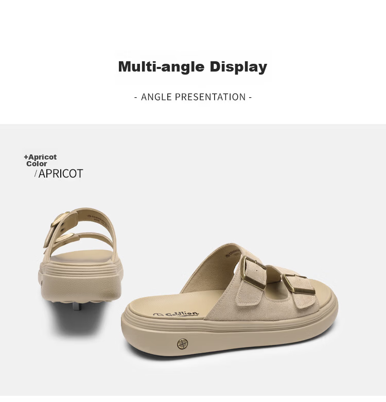 Goldlion Men's Shoes 26th Anniversary New Retro Suede Hook-and-Loop Casual Shoes Lightweight Sandals G589620386XXF Apricot 40 10