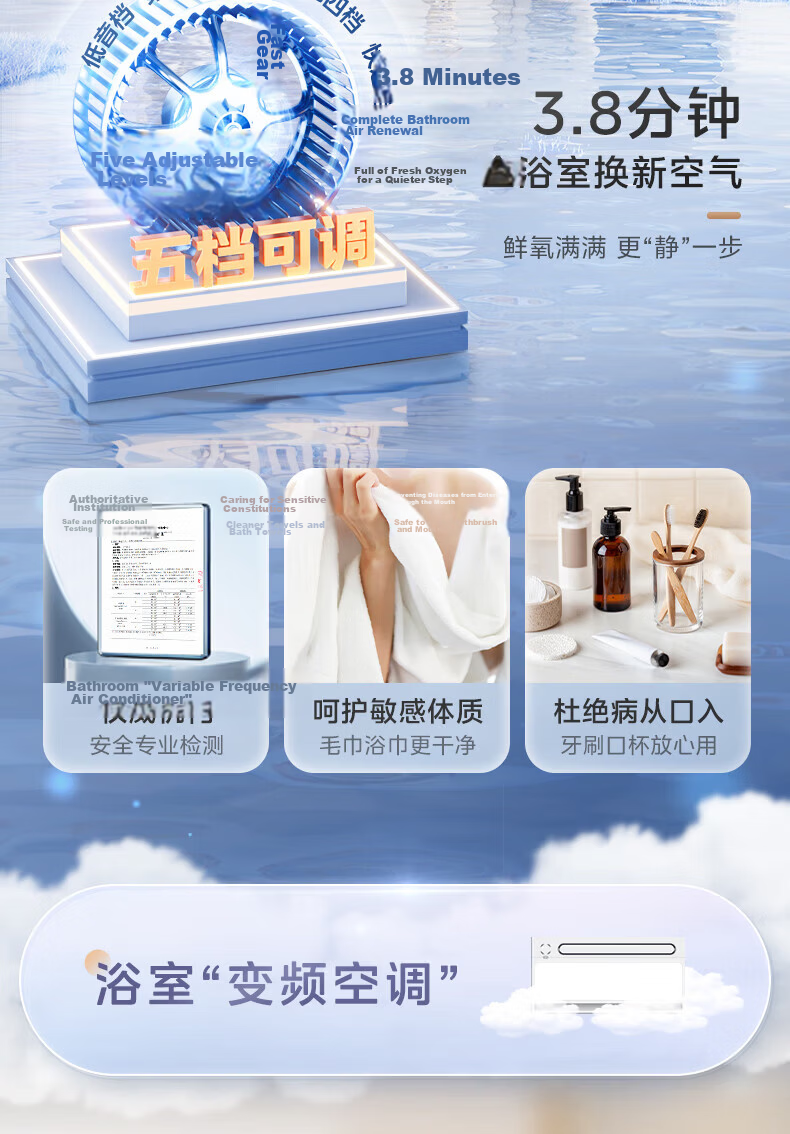 Midea Smart Bathroom Heater Warm Bath Cabin Series Lighting Exhaust Graphene Rapid Heating Sterilization 001W 13