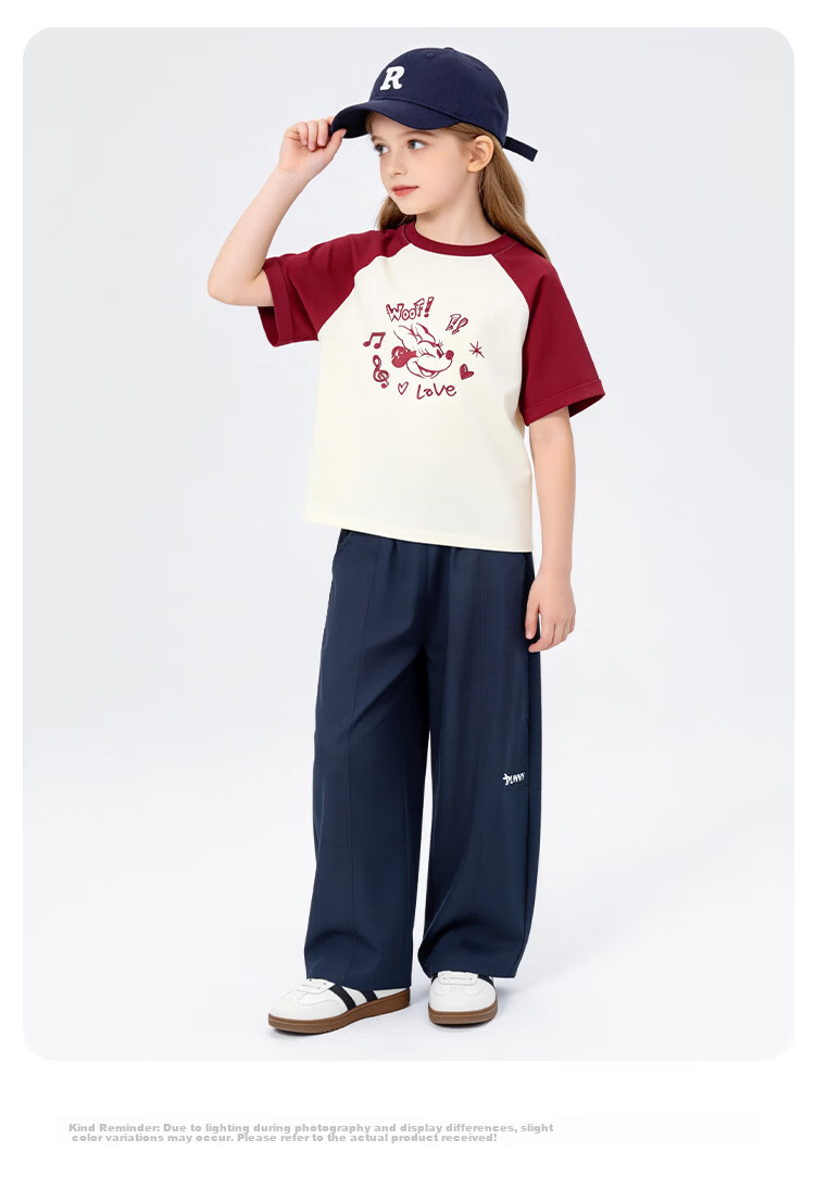 Disney Girls Ice Silk Mosquito Repellent Pants Summer Thin 2026 New Girls Curved Blade Stylish Straight Wide-Leg Pants Size 150 20