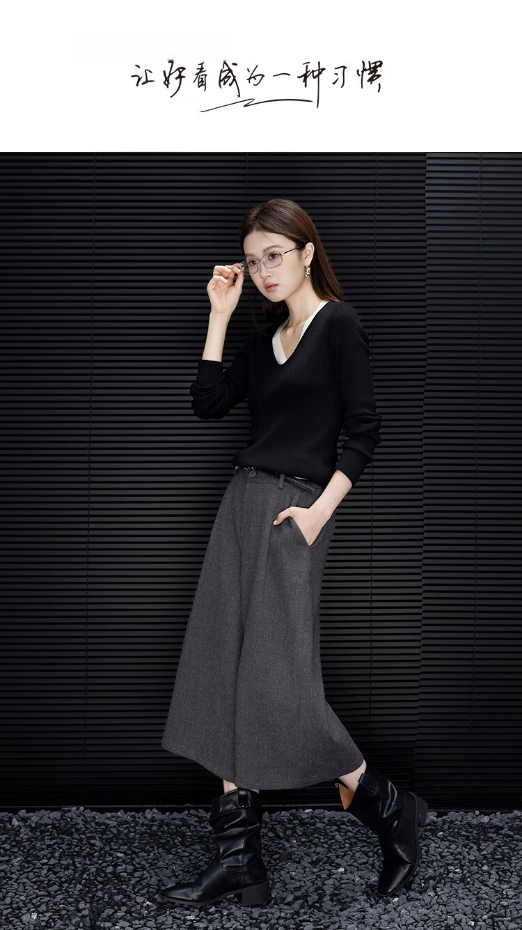 Demana [Smart Warmth] Cropped Pants 25 Winter Wrinkled Wide-Leg Textured Wool Blend Slimming Casual Pants for Women Premium Feel 1