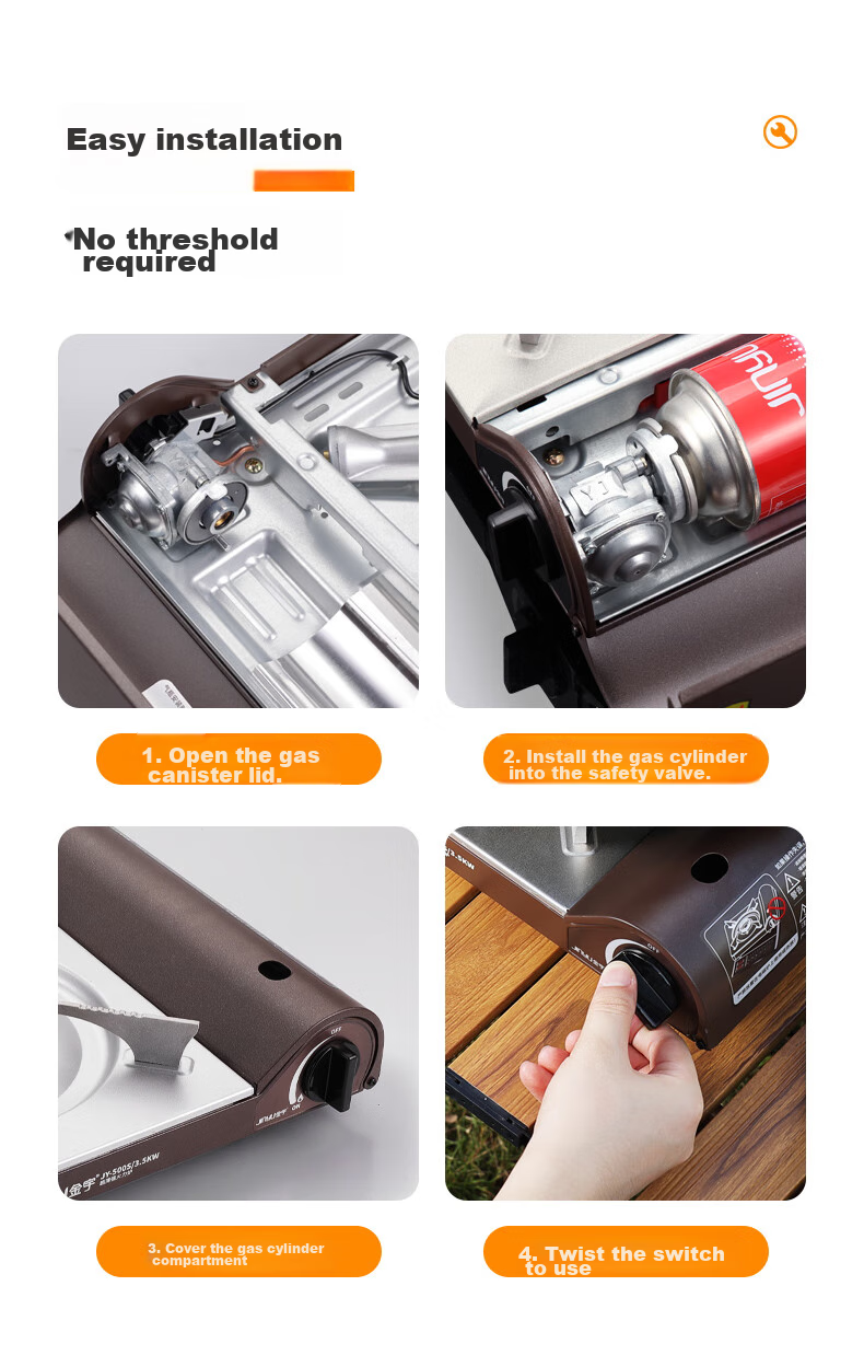 Jinyu Portable Gas Stove, Explosion-Proof Outdoor Cooking Equipment, Magnetic Cartridge Stove, Camping Cookware, Cartridge Burner, 3.5KW, Black 18