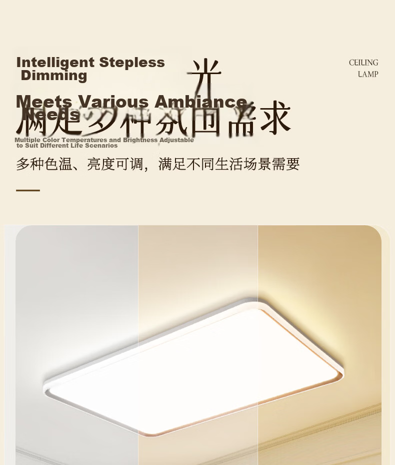 YANKON LED Ceiling Light Full Spectrum Living Room Light Smart Stepless Dimming 160W [All-Inclusive Price] 16