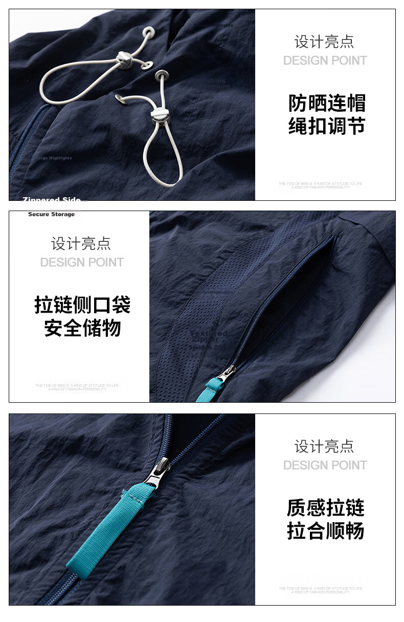 NASA GISS Men's Summer Lightweight Breathable Loose Fit Cooling Sun Protection Hoodie Jacket Ice Rain Gray L 6