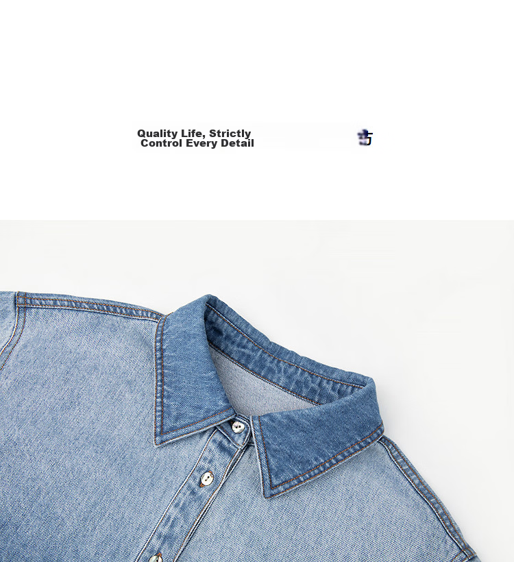 Demana [Cloud Oxygen Cotton] Spring Elegant Urban Gradient Color Lapel Loose Petite Denim Shirt Women's Top 11