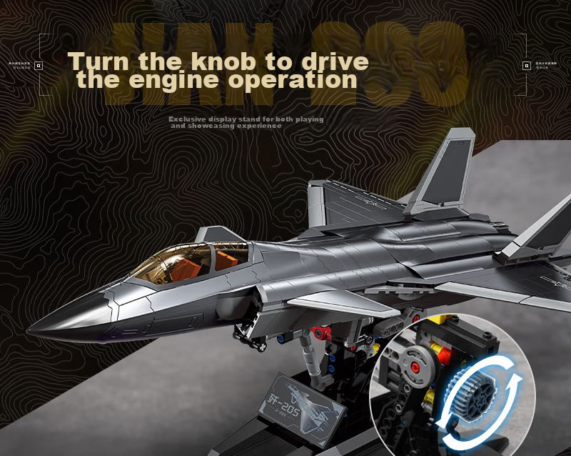 Qimiao Building Blocks Great Power Fifth Generation Invisible Fighter J-20S Model Toy Assembly Gift Ornament 6