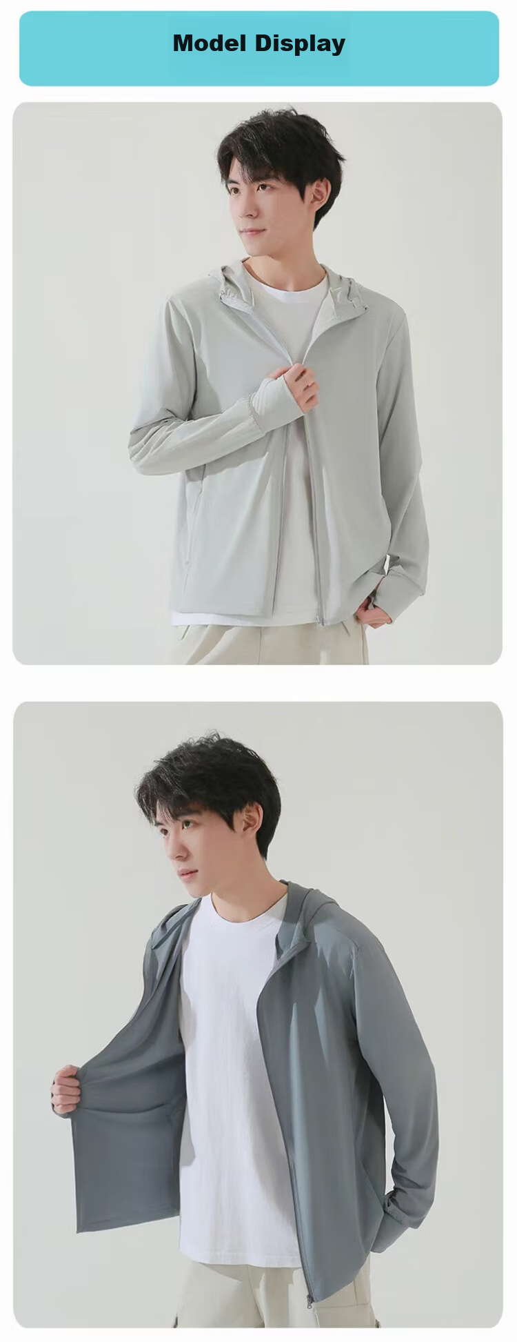 Combo Men's Summer Ice Silk Lightweight Quick-Dry UV Protection Skin Jacket Thin Sun Protection Fishing Coat 4